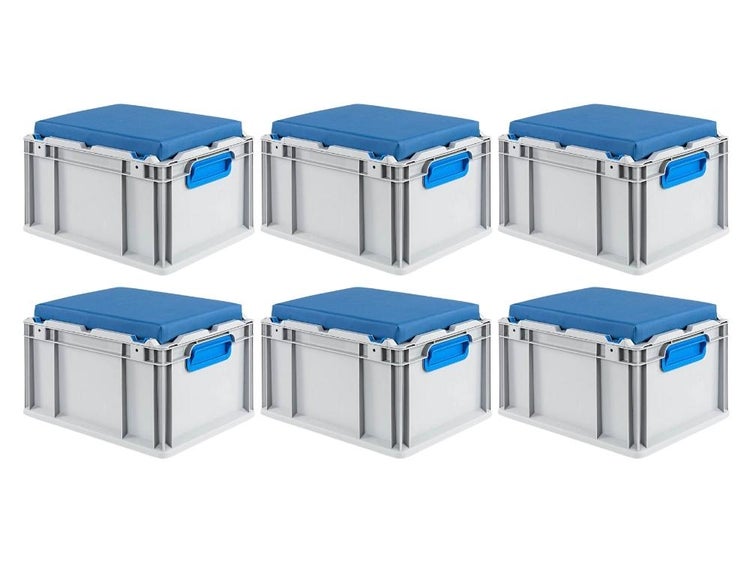 PROREGAL Eurobox NextGen Seat Box Blau HxBxT 26,5 x 30 x 40 cm 20 Liter Griffe Geschlossen Eurobehälter Sitzbox Transportbox
