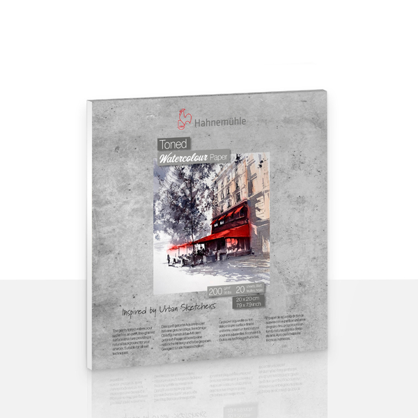 Hahnemühle Getöntes Aquarellpapier, 200 Gramm pro Quadratmeter, 20 Blatt, 20 mal 20 Zentimeter