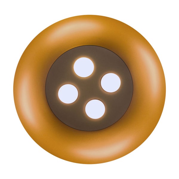 Gelbe Deckenleuchte im Knopfdesign mit vier Lampen