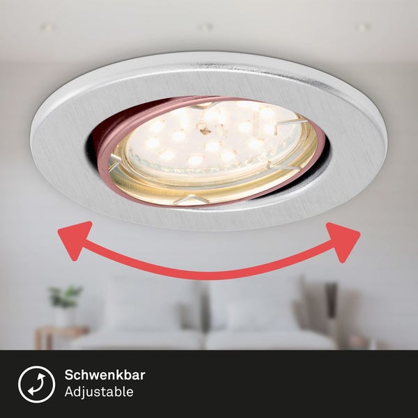 LED Einbauleuchte 3er Set dimmbar schwenkbar IP23 GU10 Ø8,6cm 5W alu Briloner