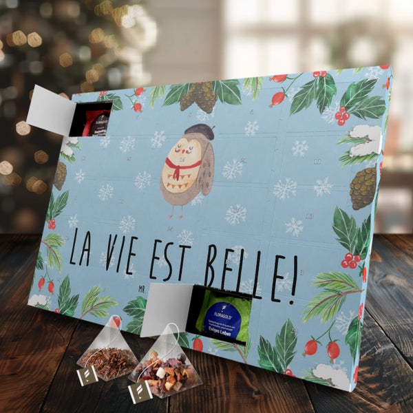 Mr. & Mrs. Panda Tee Adventskalender Eule Frankreich - Blau Pastell