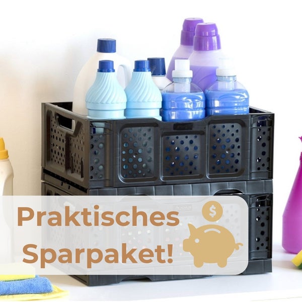 Putzmittel in einem schwarzen Kasten