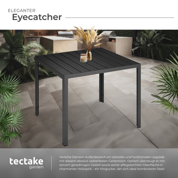 Gartentisch tectake Maren 90 x 90 x 74,5 cm aus Aluminium und Kunststoff schwarz