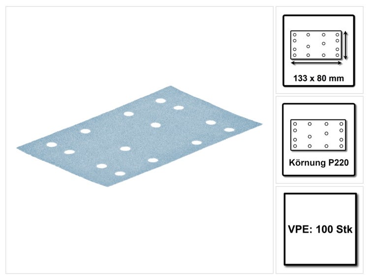 Festool STF 80x133 Schleifstreifen Granat P220 80 x 133 mm 100 Stk. ( 497123 ) für Rutscher RTS 400, RTSC 400, RS 400, RS 4, LS 130