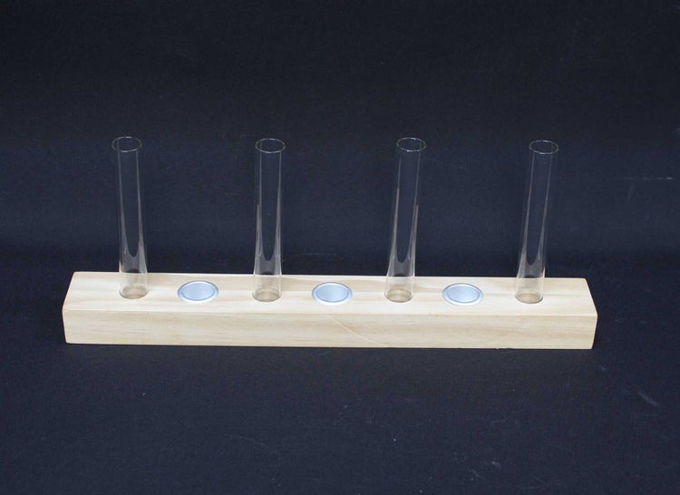 FRANK FLECHTWAREN | Dekoboard Vasen & Kerzenhalter, HOLZ, GLAS, METALL, 38 x 5 x 17 cm