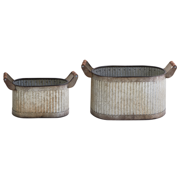 Set mit 2 Blumentöpfen TULIPE Metall 31/41 cm Grau