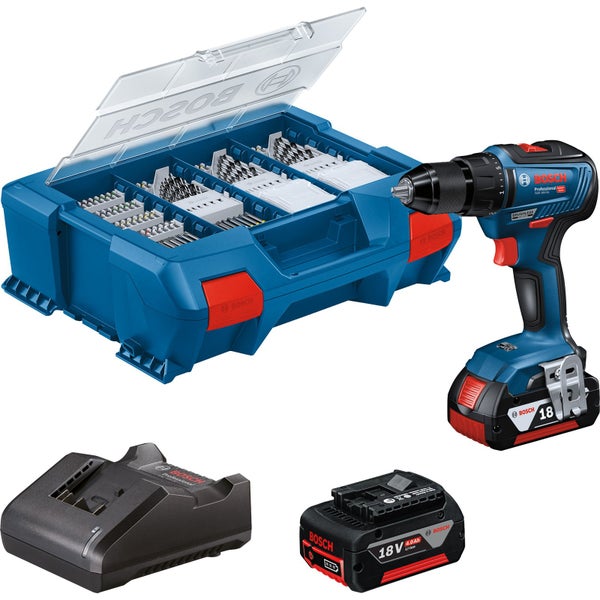Bosch Akku-Bohrschrauber GSR 18V-55 / 2x 4,0 Ah Akku + Ladegerät in L-Case Pick & Click - 06019H5209