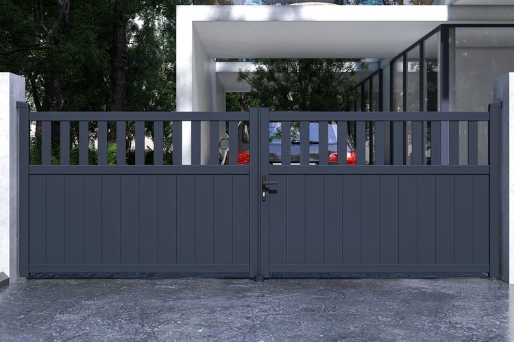 Doppelflügeltor aus Aluminium 4m SANTIS 400B140 Grau