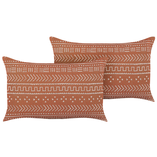 Dekokissen 2er Set ORLAYA Baumwolle 55 x 35 cm Orange Geometrisches Muster