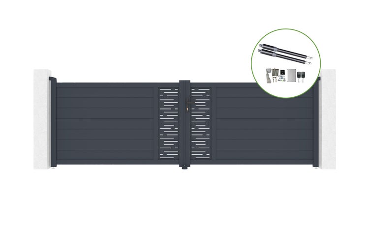 Flügeltor 4m ARLBERG H.120cm Aluminium + RANGER B150 Motorisierung