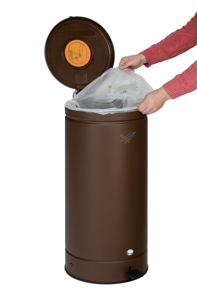 PROREGAL Großvolumiger Abfallsammler Mit Fußpedal 66 Liter HxBxT 80 x 43 x 43 cm Verzinkter Stahl Braun