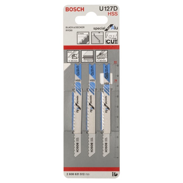 Bosch 3x Stichsägeblatt U 127 D Special for Alu - 2608631512