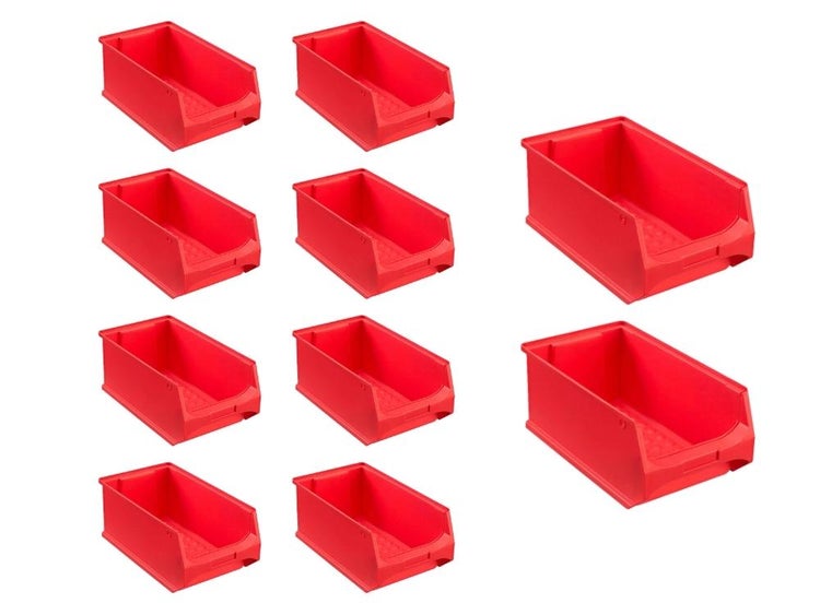 PROREGAL SparSet 10x Rote Sichtlagerbox 4.0 HxBxT 15 x 20 x 35 cm 7,2 Liter Sichtlagerbehälter