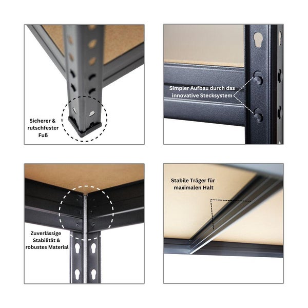 PROREGAL Mega Deal 2x Schwerlastregal Rivet HxBxT 180 x 120 x 45 cm Fachlast 250 kg Schwarz