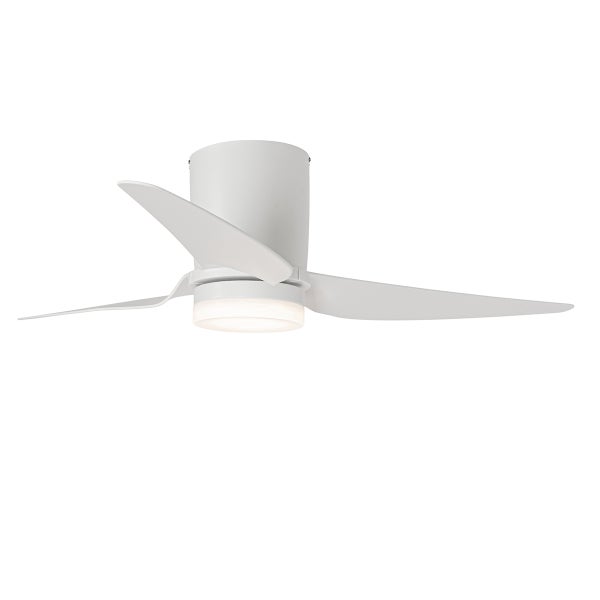 Deckenventilator mit Beleuchtung und drei Flügeln in Weiß, modernes Design zur Belüftung und Beleuchtung.