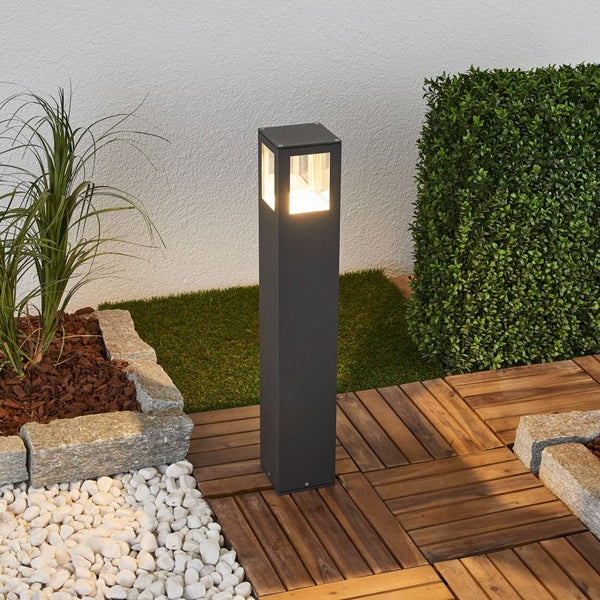 Lucande LED Außenleuchte Nicola (spritzwassergeschützt (Modern) in Schwarz aus Aluminium (1 flammig, ) - Wegeleuchte Pollerleuchte Wegelampe Sockelleuchte