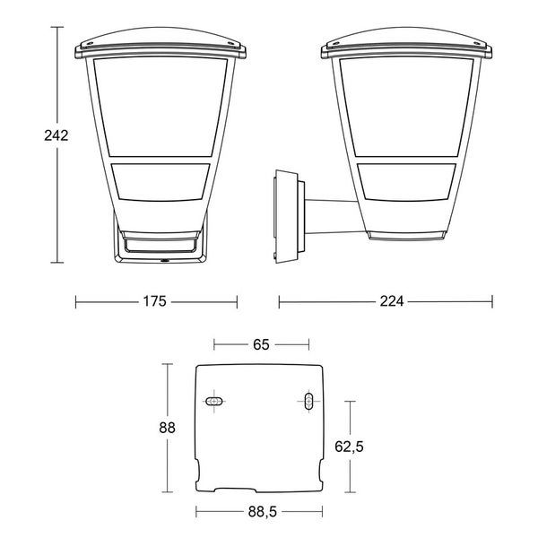 Schwarze Steinel Außenwandleuchte mit Glühbirne
