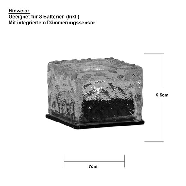 Eiswuerfel Solarleuchte mit Daemmerungssensor, 5,5 x 7 Zentimeter