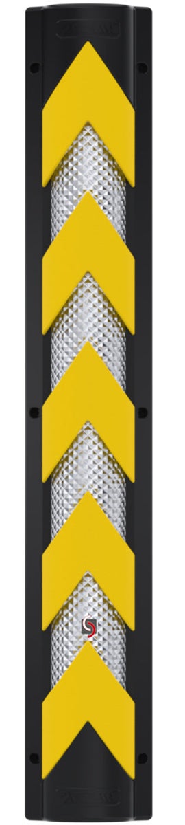 UvV Eckwandschutz 900mm hoch aus Kunststoff reflektierend inkl. Befestigungsmaterial / schwarz/gelb/weiß