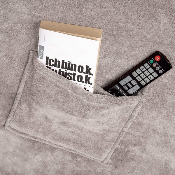 2er Set Kuscheldecke mit Ärmeln tectake  inklusive Tasche auf der Vorderseite 170 x 200 cm grau