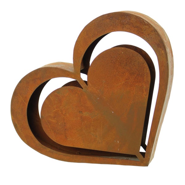 FRANK FLECHTWAREN | Herz Rostoptik, METALL, 23 x 21 x 5 cm