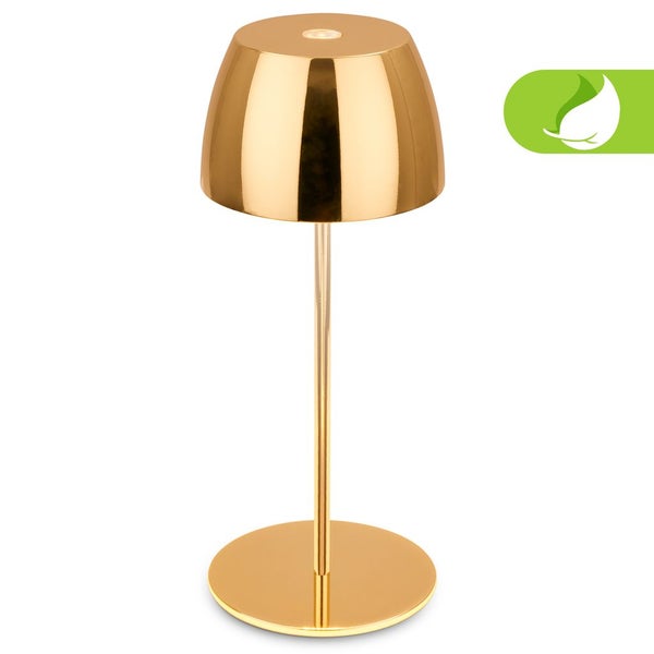 Briloner Serina Mini LED Tischlampe kabellos IP44, Dimmbar, Touch, Spritzwasserschutz, akku, gold, Ø8 x 20 cm