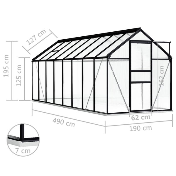 Gewächshaus mit Fundament Anthrazit Aluminium 9,31 m²