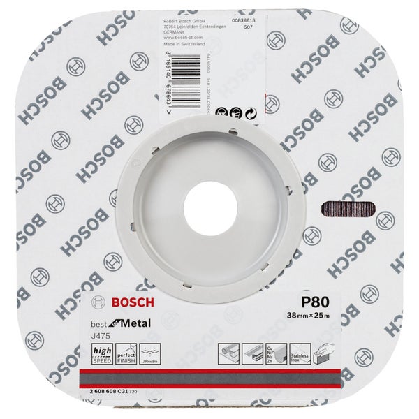 Bosch Schleifscheiben-Set mit einer Größe von 38 mm x 25 m, geeignet für Metall