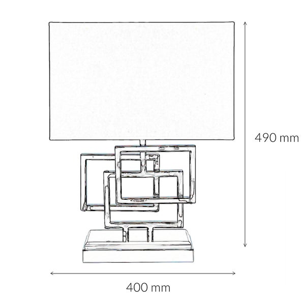 Abbildung einer Tischleuchte mit den Maßen 490 mm Höhe und 400 mm Breite.