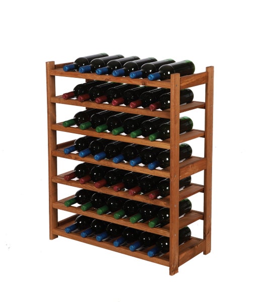 PROREGAL Weinregal SPREEWALD HxBxT 86x70x33cm 42 Flaschen auf 7 Ebenen Massives Kiefernholz Braun geölt