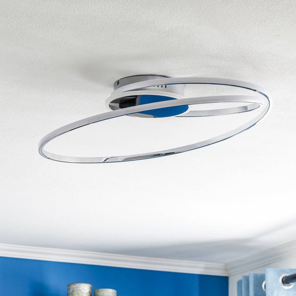 Lindby LED Deckenleuchte Dorle dimmbar (Modern) in Chrom aus Metall (2 flammig, ) - Lampe Deckenlampe Wohnzimmerleuchte