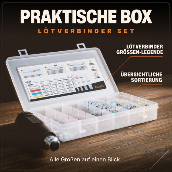 BAURIX® Lötverbinder Set [200 Stück] I IP67 Schrumpfverbinder für wasserdichte Kabel-Verbindungen I Kabelverbinder Set, Stoßverbinder