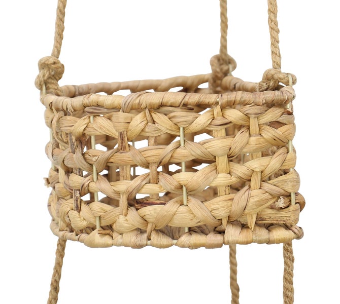 FRANK FLECHTWAREN | Hänge-Etagere Wasserhyazinthe, WASSERHYAZINTHE, METALL, HANF, 30 x 18 x 10 cm, 25 x 15 x 10 cm, 20 x 12 x 10 cm, GH 90 cm
