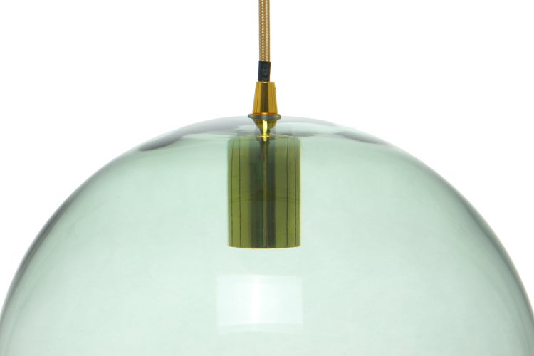 Glaskugel Hängelampe in Grün, Pendellampe aus Glas 36 cm | Wohnzimmer Esszimmer Leuchte