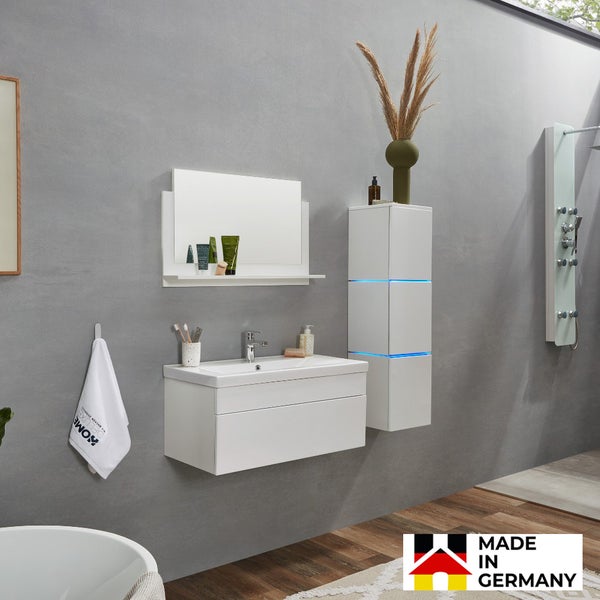 Home Deluxe - Badmöbel-Set - WANGEROOGE BIG Weiß - Large - inkl. Waschbecken und komplettem Zubehör - Breite Waschbecken: ca. 80 cm I Badezimmermöbel Waschtisch Badmöbelset