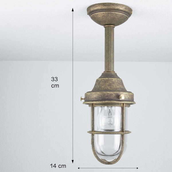 Deckenleuchte aus Metall und Glas, 33 x 14 Zentimeter