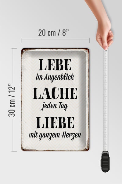 Blechschild Spruch 20x30cm Lebe Lache jeden Tag Liebe
