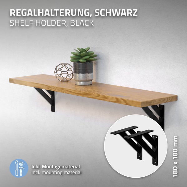 ML-Design 2 Stück Regalhalterung 180x180 mm, Schwarz, Aluminium, Schwebende Regalhalterungen, Regalwinkel, Wandhalterung für Regalbrett, Regalträger für Wandmontage, Wandregal Wandkonsole Regalstütze