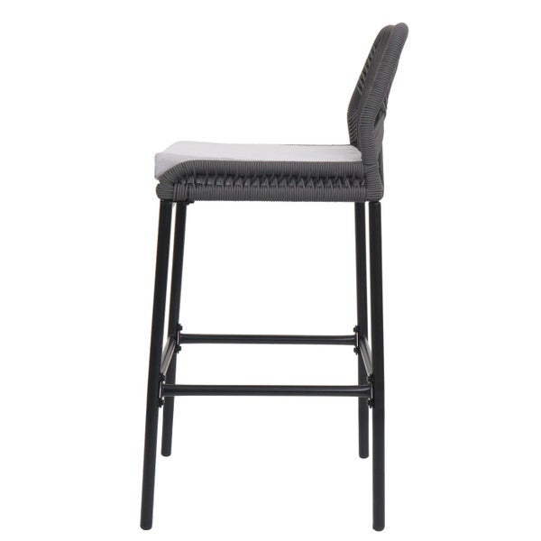 Barhocker mit Kordelbespannung und Metallgestell