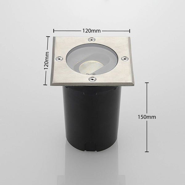 Lucande LED Bodeneinbauleuchte Doris (wasserdicht (Modern) in Alu aus Aluminium (1 flammig, ) - Außenleuchte für Garten Terasse Balkon & Haus