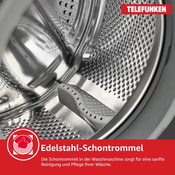Telefunken Waschmaschine 7kg 1400 U/Min. Frontlader Inverter Motor AquaStop 15 Programme W-7-1400-A-DI