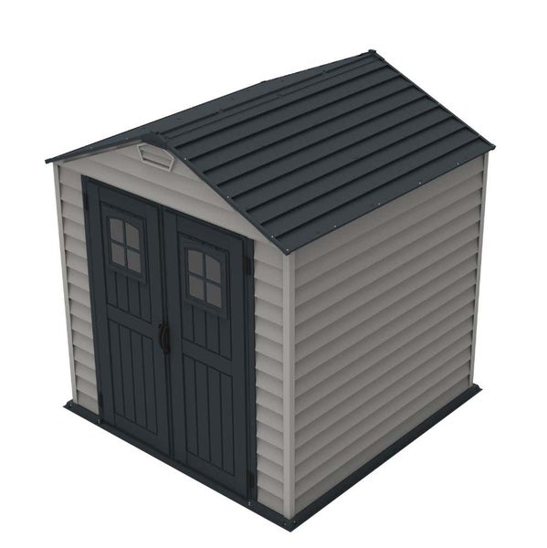 DURAMAX Kunststoff-Gerätehaus 2,10x2,10m Gerätehaus aus Kunststoff in Grau, Geräteschrank mit 4 mm Wandstärke Gartenhaus