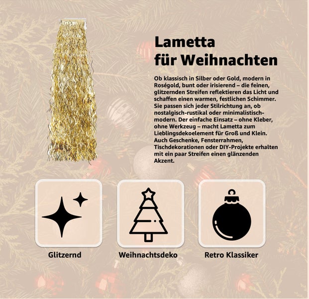 Lametta für Weihnachten; Symbol glitzernd; Symbol Weihnachtsdeko; Symbol Retro Klassiker