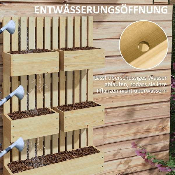 Outsunny Hochbeet Holz, verstellbar Pflanzbeet mit Rankgitter Frühbeet Gartenbeet Blumenkasten Pflanzkasten 60x16x100cm für Garten Balkon, Gartenspalier für Blumen, Kletterpflanzen, Gemüse Kräuter
