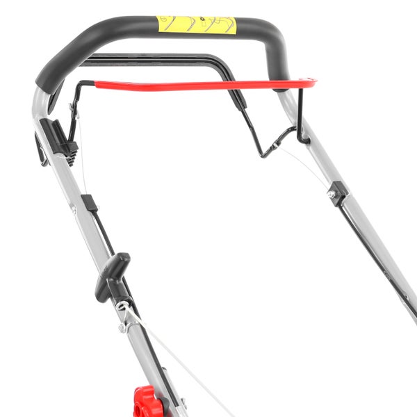 Griff und Holm eines Rasenmähers