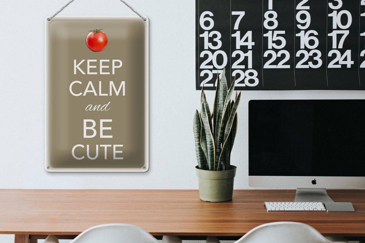 Blechschild Spruch 20x30cm Keep Calm and be cute Tomate