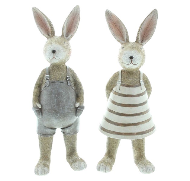 FRANK FLECHTWAREN | Hase Lio & Mia, 2er Set, POLYRESIN, 10 x 8 x 29 cm