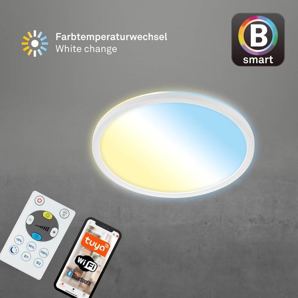 LED Panel dimmbar Smart WiFi Bluetooth CCT 18W weiß Kunststoff Ø29,3cm Briloner