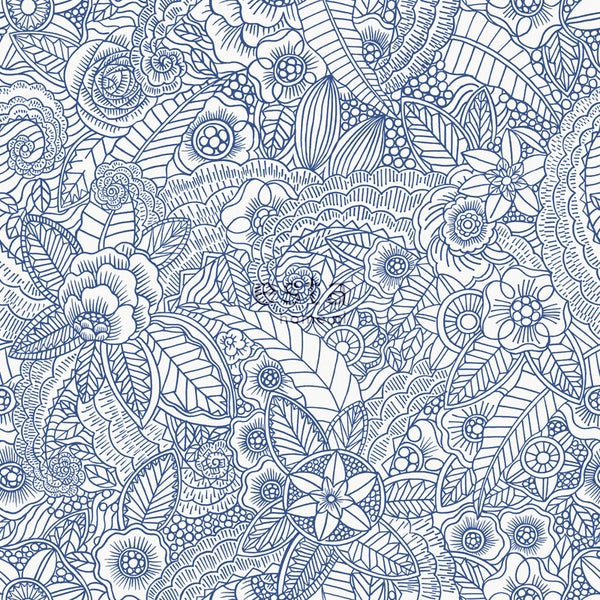 Blumenmuster Tapete mit Blättern und Blüten