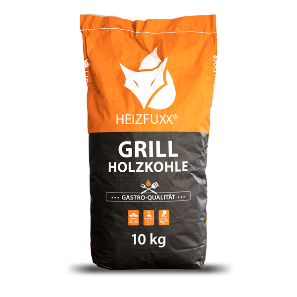 Heizfuxx Grill Holzkohle, Gastronomie-Qualität, 10 Kilogramm Sack aus Hartholz.